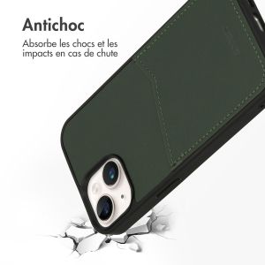 Accezz ﻿Coque en cuir de qualité supérieure avec fentes pour cartes iPhone 14 - Vert