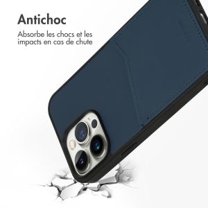 Accezz ﻿Coque en cuir de qualité supérieure avec fentes pour cartes iPhone 14 Pro Max - Bleu foncé