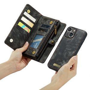 CaseMe Etui de téléphone de luxe en cuir deux iPhone 14 - Noir