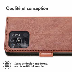 iMoshion Étui de téléphone portefeuille Luxe Xiaomi Redmi 10C - Brun