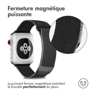 iMoshion Bracelet magnétique milanais Apple Watch Series 1-9 / SE / Ultra (2) - 42/44/45/49 mm - Taille S - Noir