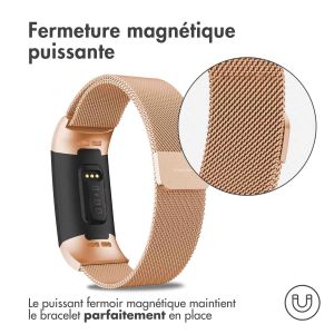iMoshion Bracelet magnétique milanais Fitbit Charge 3 / 4 - Taille S - Rose Dorée