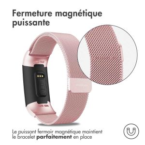 iMoshion Bracelet magnétique milanais Fitbit Charge 3 / 4 - Taille M - Rose