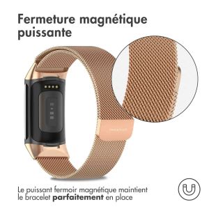 iMoshion Bracelet magnétique milanais Fitbit Charge 5 / Charge 6 - Taille M - Rose Dorée