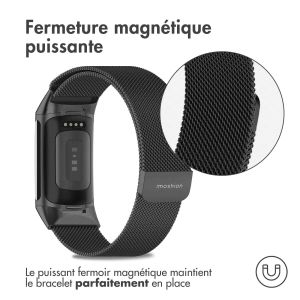 iMoshion Bracelet magnétique milanais Fitbit Charge 5 / Charge 6 - Taille M - Noir
