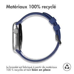 iMoshion ﻿Boucle de bracelet de sport en silicone Apple Watch Series 1-9 / SE - 38/40/41mm - Bleu foncé / Blanc