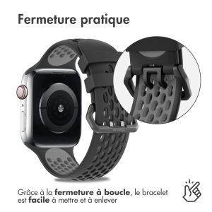 iMoshion ﻿Boucle de bracelet de sport en silicone Apple Watch Series 1-9 / SE - 38/40/41mm - Noir / Gris
