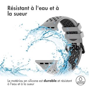 iMoshion ﻿Boucle de bracelet de sport en silicone Apple Watch Series 1-9 / SE / Ultra (2) - 42/44/45/49 mm - Gris / Noir