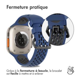 iMoshion ﻿Boucle de bracelet de sport en silicone Apple Watch Series 1-9 / SE / Ultra (2) - 42/44/45/49 mm - Bleu / Noir