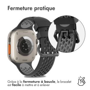 iMoshion ﻿Boucle de bracelet de sport en silicone Apple Watch Series 1-9 / SE / Ultra (2) - 42/44/45/49 mm - Noir / Gris
