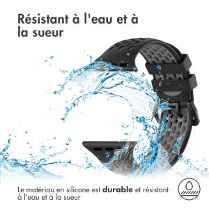 iMoshion ﻿Boucle de bracelet de sport en silicone Apple Watch Series 1-9 / SE / Ultra (2) - 42/44/45/49 mm - Noir / Gris