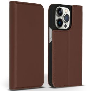 Accezz Étui de téléphone Slim Folio en cuir de qualité supérieure iPhone 14 Pro - Brun