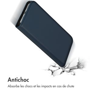 Accezz Étui de téléphone Slim Folio en cuir de qualité supérieure iPhone 14 Pro - Bleu foncé