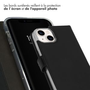 Selencia Étui de téléphone portefeuille en cuir véritable iPhone 14 - Noir