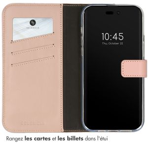 Selencia Étui de téléphone portefeuille en cuir véritable iPhone 14 Pro - Dusty Pink