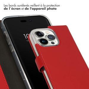 Selencia Étui de téléphone portefeuille en cuir véritable iPhone 14 Pro - Rouge