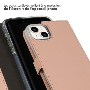 Selencia Étui de téléphone portefeuille en cuir véritable iPhone 14 Plus - Dusty Pink