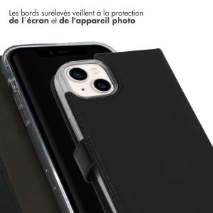 Selencia Étui de téléphone portefeuille en cuir véritable iPhone 14 Plus - Noir