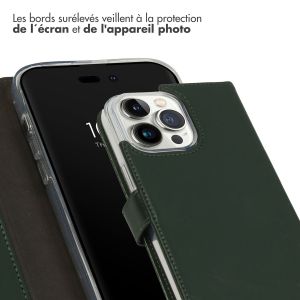 Selencia Étui de téléphone portefeuille en cuir véritable iPhone 14 Pro Max - Vert
