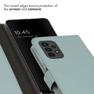 Selencia Étui de téléphone portefeuille en cuir véritable Samsung Galaxy A13 (4G) - Air Blue