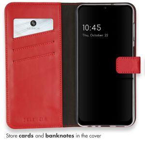 Selencia Étui de téléphone portefeuille en cuir véritable Samsung Galaxy A13 (4G) - Rouge