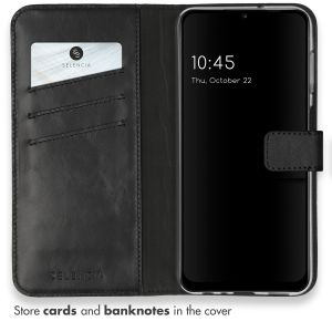 Selencia Étui de téléphone portefeuille en cuir véritable Samsung Galaxy A13 (4G) - Noir