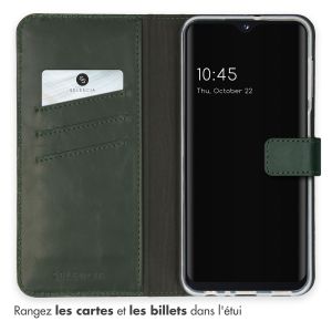 Selencia Étui de téléphone portefeuille en cuir véritable Samsung Galaxy A23 (5G) - Vert