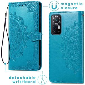 iMoshion Etui de téléphone portefeuille Mandala Xiaomi 12 / 12X - Turquoise