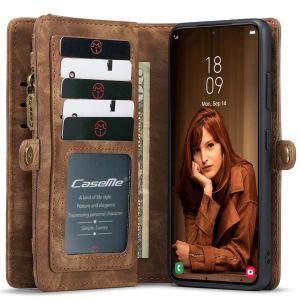 CaseMe Etui de téléphone de luxe en cuir deux en un Samsung Galaxy S22 - Brun