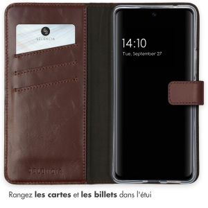 Selencia Étui de téléphone portefeuille en cuir véritable Samsung Galaxy A53 - Brun