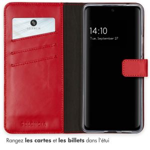 Selencia Étui de téléphone portefeuille en cuir véritable Samsung Galaxy A53 - Rouge