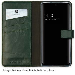 Selencia Étui de téléphone portefeuille en cuir véritable Samsung Galaxy A53 - Vert