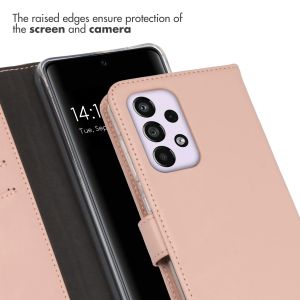 Selencia Étui de téléphone portefeuille en cuir véritable Samsung Galaxy A33 - Dusty Pink 