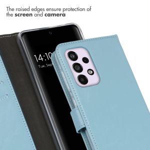 Selencia Étui de téléphone portefeuille en cuir véritable Samsung Galaxy A33 - Air Blue