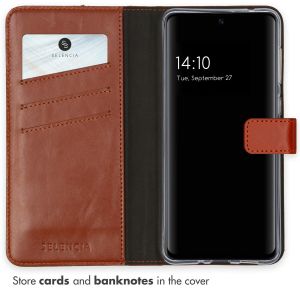 Selencia Étui de téléphone portefeuille en cuir véritable Samsung Galaxy A33 - Brun clair
