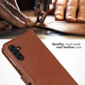 Selencia Étui de téléphone portefeuille en cuir véritable Samsung Galaxy A13 (5G) / A04s - Brun clair