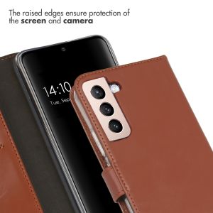 Selencia Étui de téléphone portefeuille en cuir véritable Samsung Galaxy S22 Plus - Brun clair