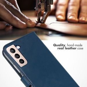 Selencia Étui de téléphone portefeuille en cuir véritable Samsung Galaxy S22 Plus - Bleu