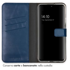 Selencia Étui de téléphone portefeuille en cuir véritable Samsung Galaxy S22 Plus - Bleu