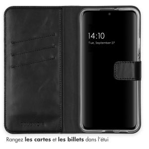 Selencia Étui de téléphone portefeuille en cuir véritable Samsung Galaxy S22 Plus - Noir