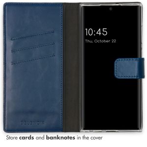 Selencia Étui de téléphone portefeuille en cuir véritable Samsung Galaxy S22 Ultra - Bleu