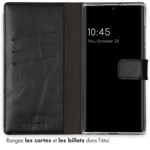 Selencia Étui de téléphone portefeuille en cuir véritable Samsung Galaxy S22 Ultra - Noir