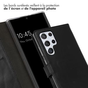 Selencia Étui de téléphone portefeuille en cuir véritable Samsung Galaxy S22 Ultra - Noir