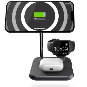 Zens Chargeur sans fil 4-en-1 magnétique + Watch - Chargeur sans fil pour iPhone, Apple Watch et AirPods