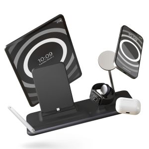 Zens Station de charge sans fil 4-en-1 - Serie Aluminium - MagSafe + Apple Watch + USB-C - Noir