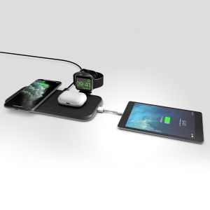 Zens Chargeur sans fil 4-en-1 en aluminium - Chargeur sans fil pour iPhone, AirPods, Apple Watch et iPad - Puissance - 45 Watts 