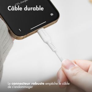 iMoshion ﻿Câble Lightning vers USB - Non MFi - Textile tressé - 2 mètre - Blanc