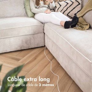 iMoshion ﻿Câble Lightning vers USB - Non MFi - Textile tressé - 3 mètre - Blanc
