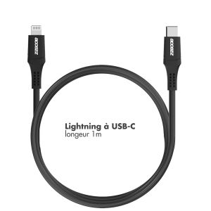 Accezz Câble Lightning vers USB-C - Certifié MFi - 1 mètre - Noir