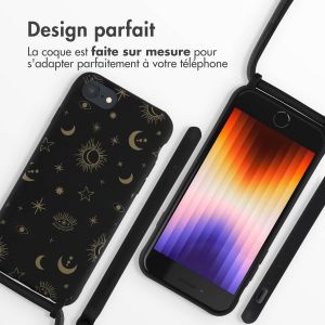 iMoshion Coque design en silicone avec cordon iPhone SE (2022 / 2020) / 8 / 7 - Sky Black